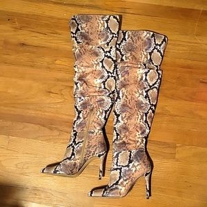 Snake Skin Thigh High Heeled Booths